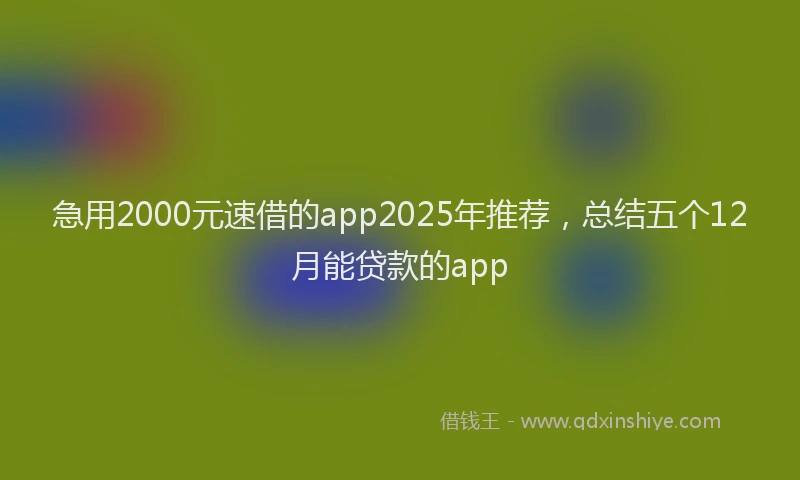 急用2000元速借的app2025年推荐，总结五个12月能贷款的app