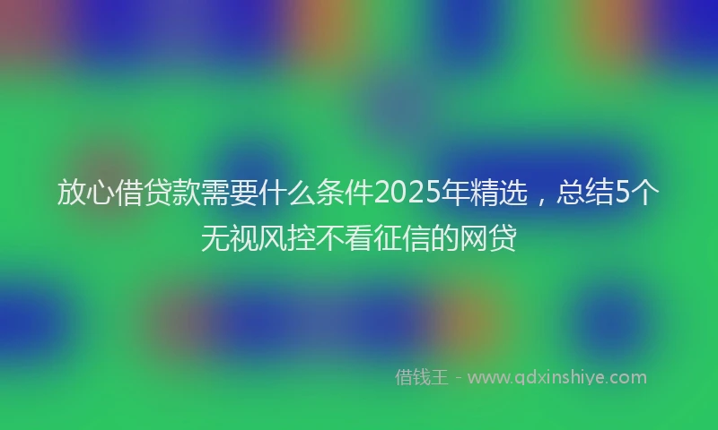 放心借贷款需要什么条件2025年精选，总结5个无视风控不看征信的网贷