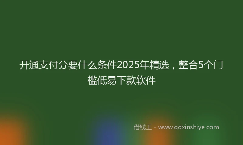开通支付分要什么条件2025年精选，整合5个门槛低易下款软件