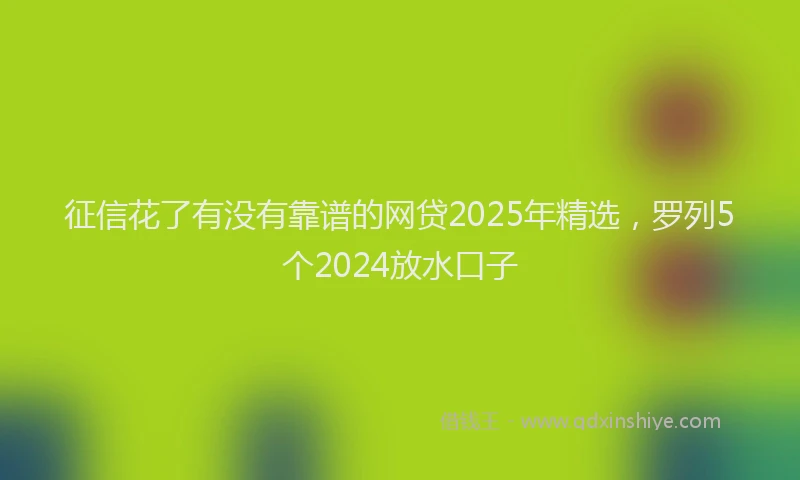 征信花了有没有靠谱的网贷2025年精选，罗列5个2024放水口子