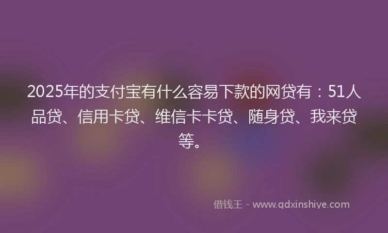 2025年的支付宝有什么容易下款的网贷有：51人品贷、信用卡贷、维信卡卡贷、随身贷、我来贷等。