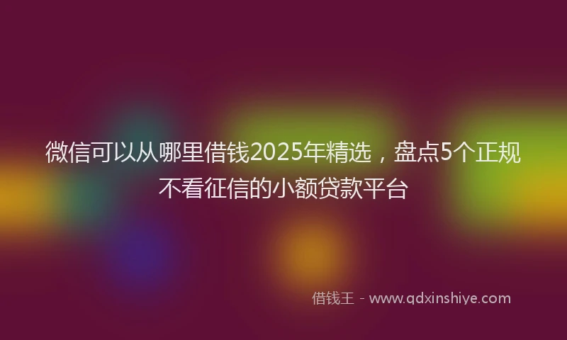 微信可以从哪里借钱2025年精选，盘点5个正规不看征信的小额贷款平台
