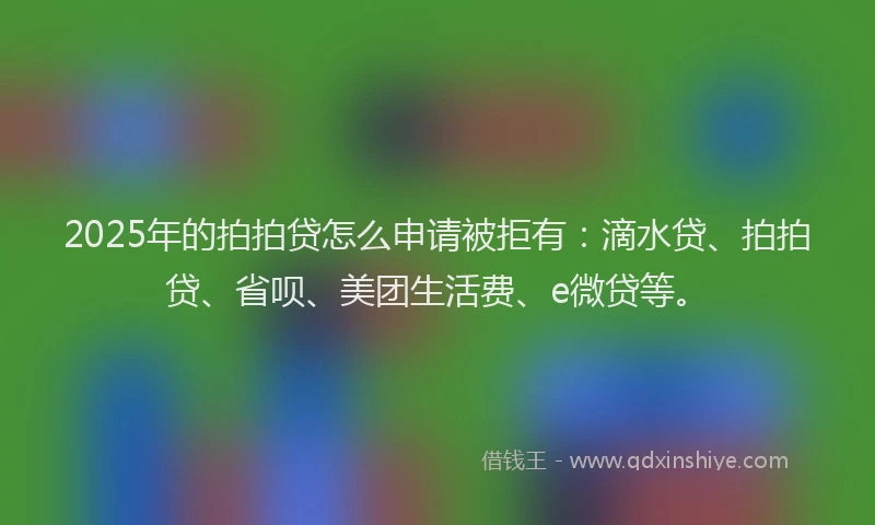 2025年的拍拍贷怎么申请被拒有：滴水贷、拍拍贷、省呗、美团生活费、e微贷等。