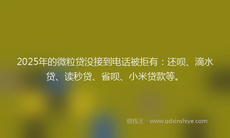 2025年的微粒贷没接到电话被拒有：还呗、滴水贷、读秒贷、省呗、小米贷款等。