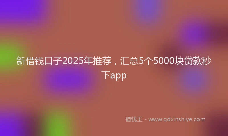 新借钱口子2025年推荐，汇总5个5000块贷款秒下app