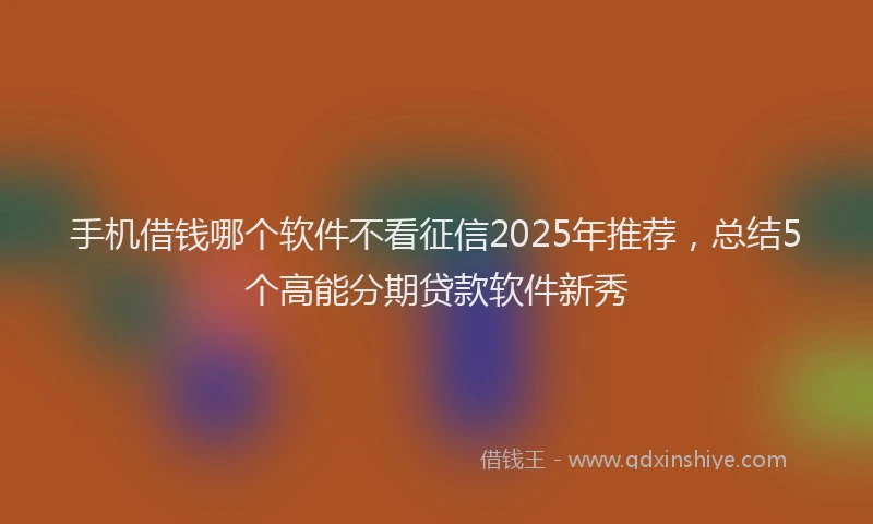 手机借钱哪个软件不看征信2025年推荐，总结5个高能分期贷款软件新秀