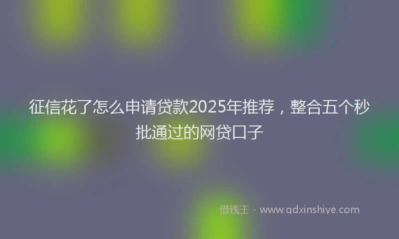 征信花了怎么申请贷款2025年推荐，整合五个秒批通过的网贷口子