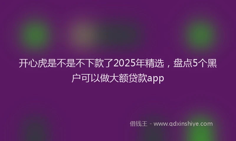 开心虎是不是不下款了2025年精选，盘点5个黑户可以做大额贷款app