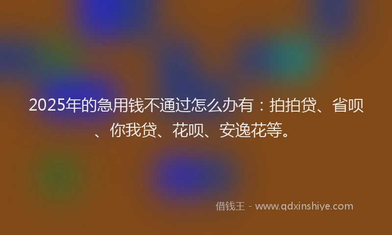 2025年的急用钱不通过怎么办有：拍拍贷、省呗、你我贷、花呗、安逸花等。