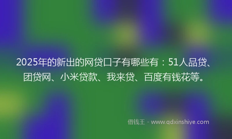 2025年的新出的网贷口子有哪些有：51人品贷、团贷网、小米贷款、我来贷、百度有钱花等。