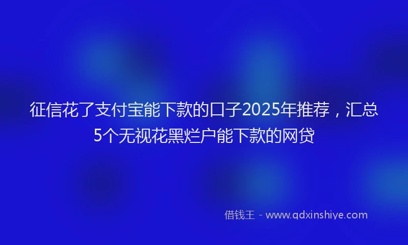 征信花了支付宝能下款的口子2025年推荐，汇总5个无视花黑烂户能下款的网贷