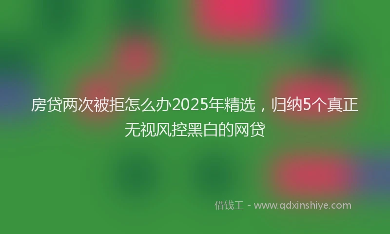 房贷两次被拒怎么办2025年精选，归纳5个真正无视风控黑白的网贷