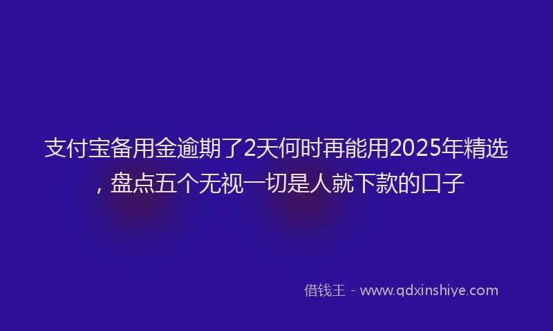 支付宝备用金逾期了2天何时再能用2025年精选，盘点五个无视一切是人就下款的口子