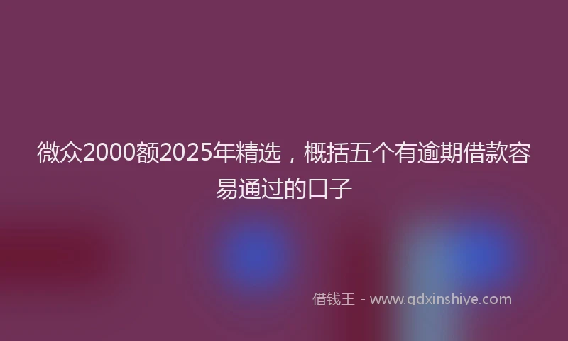 微众2000额2025年精选，概括五个有逾期借款容易通过的口子