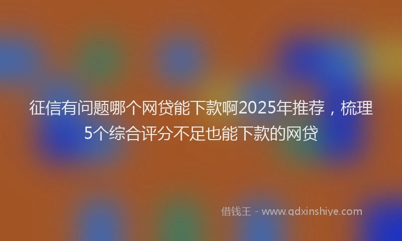 征信有问题哪个网贷能下款啊2025年推荐，梳理5个综合评分不足也能下款的网贷