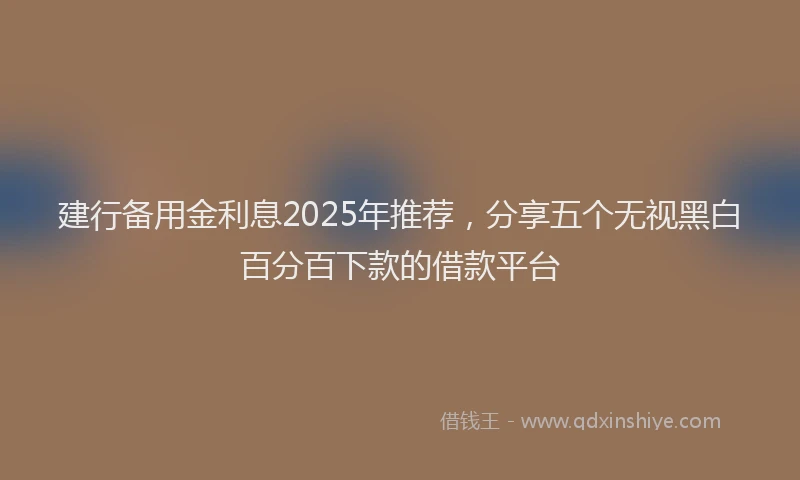 建行备用金利息2025年推荐，分享五个无视黑白百分百下款的借款平台