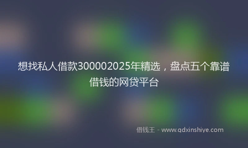 想找私人借款300002025年精选，盘点五个靠谱借钱的网贷平台