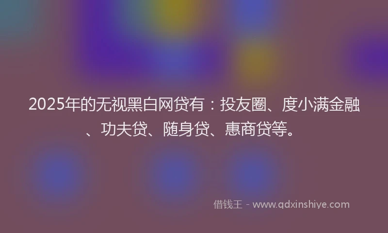 2025年的无视黑白网贷有：投友圈、度小满金融、功夫贷、随身贷、惠商贷等。