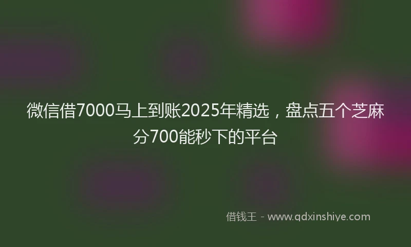 微信借7000马上到账2025年精选，盘点五个芝麻分700能秒下的平台