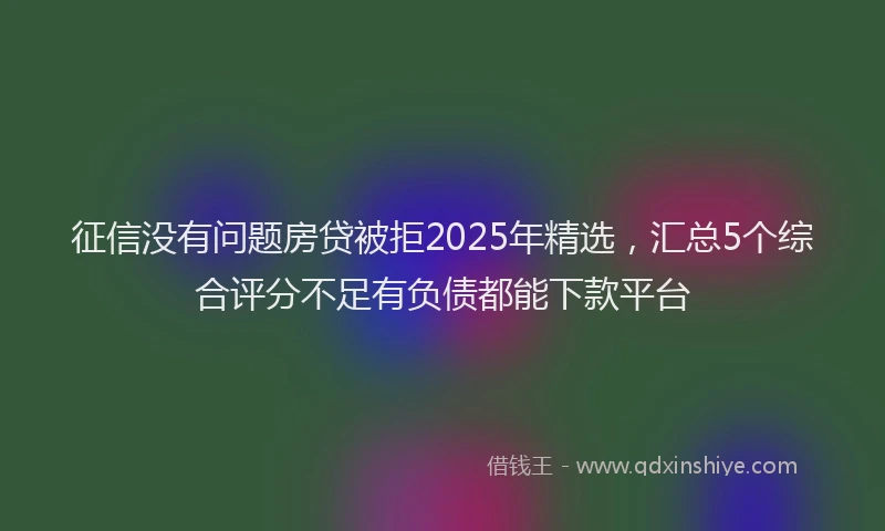 征信没有问题房贷被拒2025年精选，汇总5个综合评分不足有负债都能下款平台
