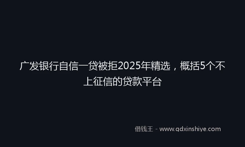 广发银行自信一贷被拒2025年精选，概括5个不上征信的贷款平台