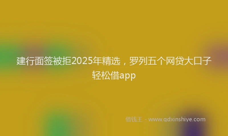 建行面签被拒2025年精选，罗列五个网贷大口子轻松借app