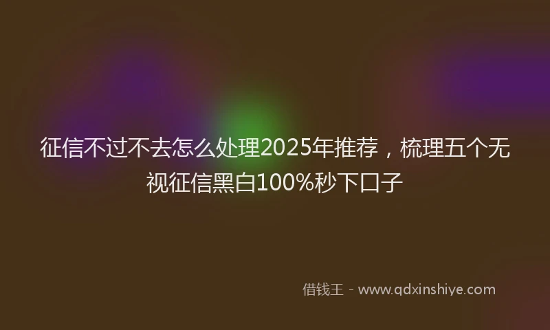 征信不过不去怎么处理2025年推荐，梳理五个无视征信黑白100%秒下口子