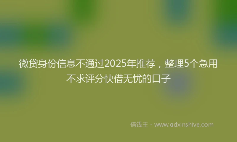 微贷身份信息不通过2025年推荐，整理5个急用不求评分快借无忧的口子