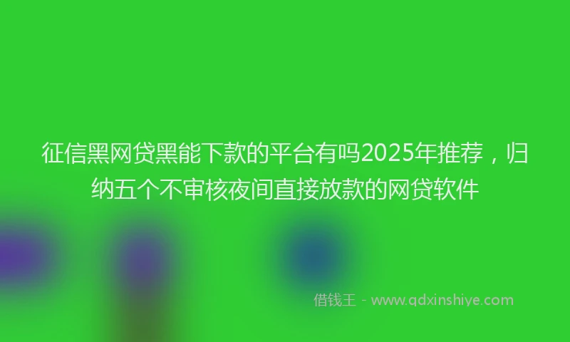 征信黑网贷黑能下款的平台有吗2025年推荐，归纳五个不审核夜间直接放款的网贷软件