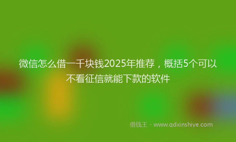 微信怎么借一千块钱2025年推荐，概括5个可以不看征信就能下款的软件