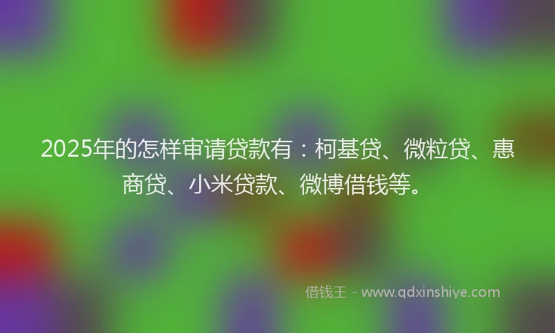 2025年的怎样审请贷款有：柯基贷、微粒贷、惠商贷、小米贷款、微博借钱等。