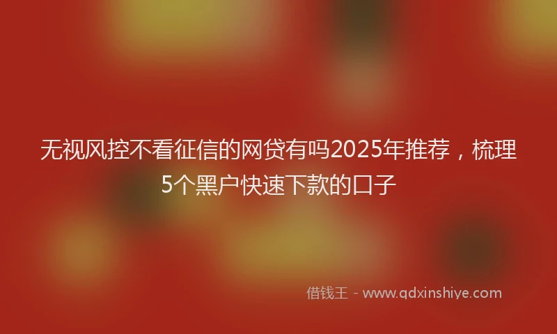 无视风控不看征信的网贷有吗2025年推荐，梳理5个黑户快速下款的口子