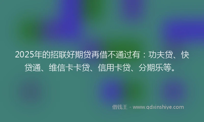 2025年的招联好期贷再借不通过有：功夫贷、快贷通、维信卡卡贷、信用卡贷、分期乐等。