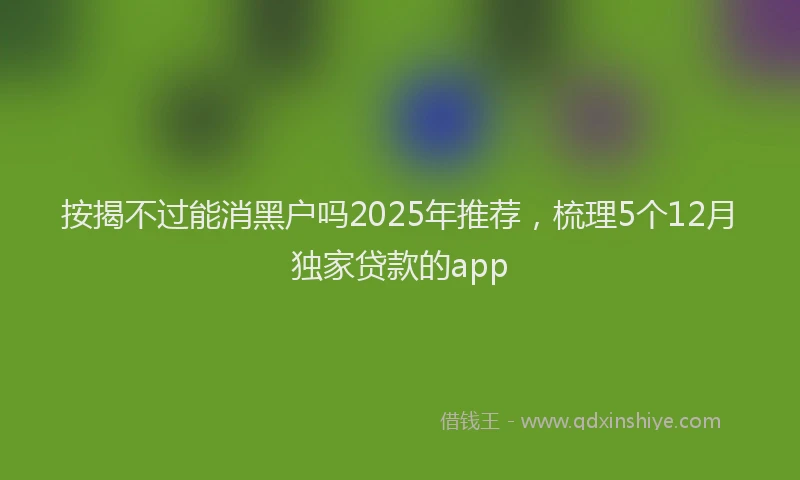 按揭不过能消黑户吗2025年推荐，梳理5个12月独家贷款的app