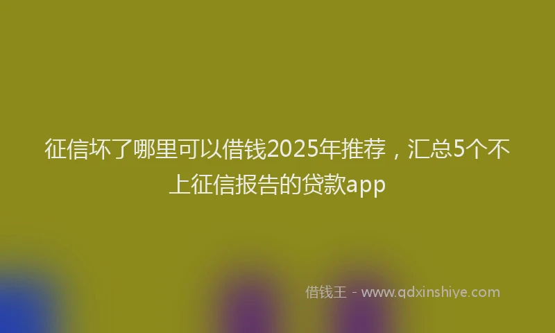 征信坏了哪里可以借钱2025年推荐，汇总5个不上征信报告的贷款app