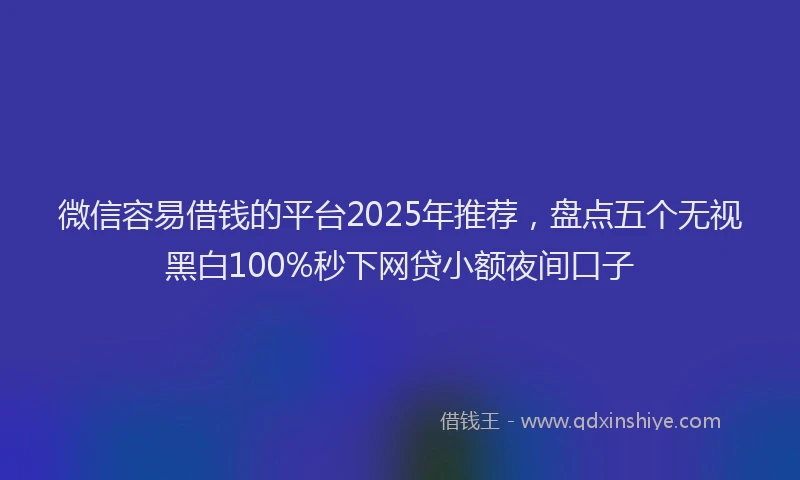 微信容易借钱的平台2025年推荐，盘点五个无视黑白100%秒下网贷小额夜间口子