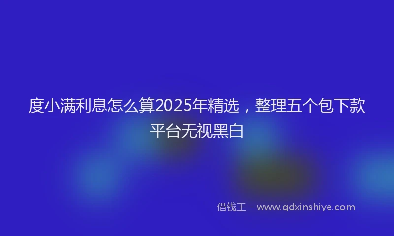 度小满利息怎么算2025年精选，整理五个包下款平台无视黑白