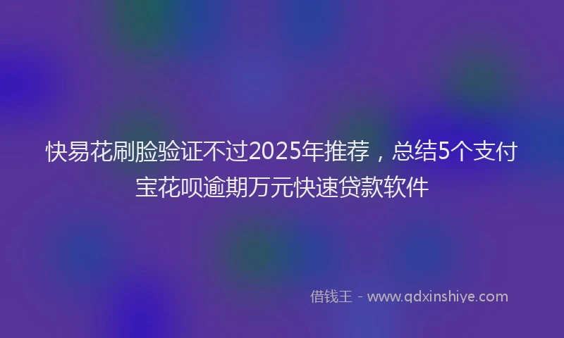 快易花刷脸验证不过2025年推荐，总结5个支付宝花呗逾期万元快速贷款软件