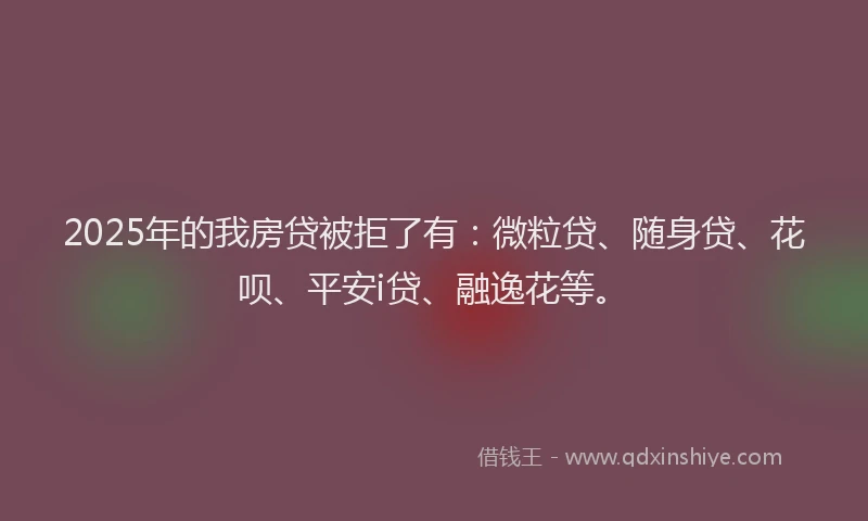 2025年的我房贷被拒了有：微粒贷、随身贷、花呗、平安i贷、融逸花等。