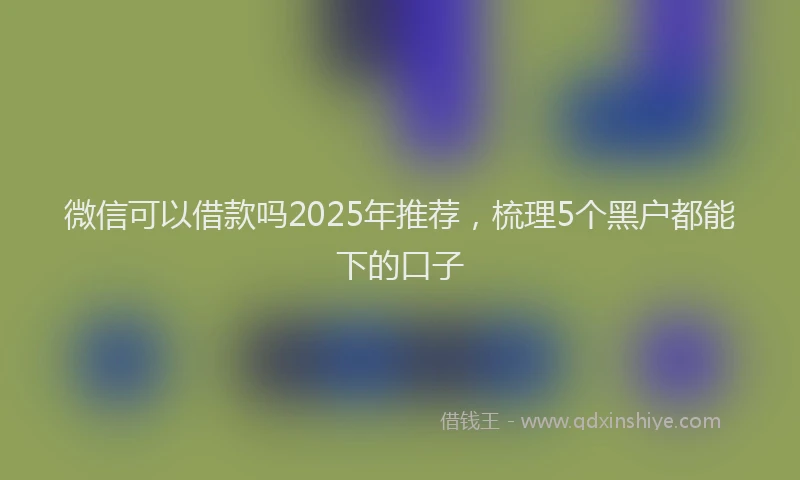 微信可以借款吗2025年推荐，梳理5个黑户都能下的口子