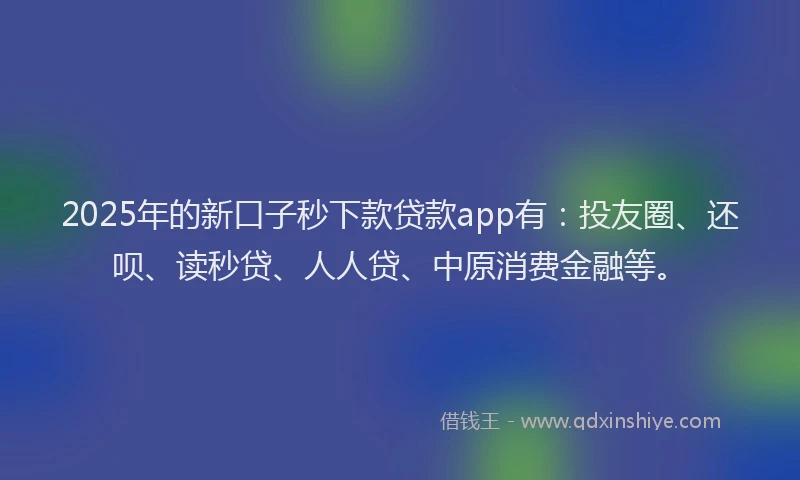 2025年的新口子秒下款贷款app有：投友圈、还呗、读秒贷、人人贷、中原消费金融等。