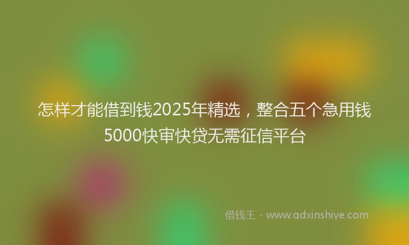 怎样才能借到钱2025年精选，整合五个急用钱5000快审快贷无需征信平台
