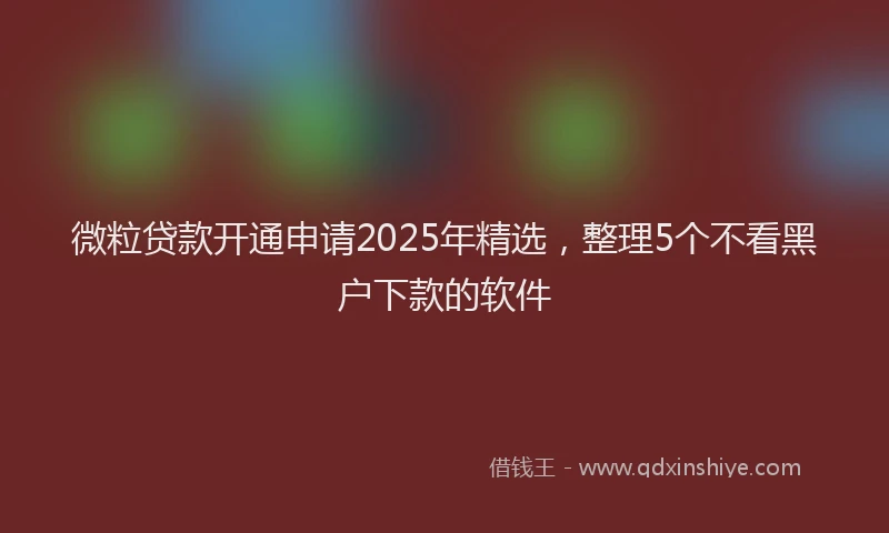 微粒贷款开通申请2025年精选，整理5个不看黑户下款的软件