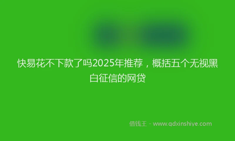 快易花不下款了吗2025年推荐，概括五个无视黑白征信的网贷