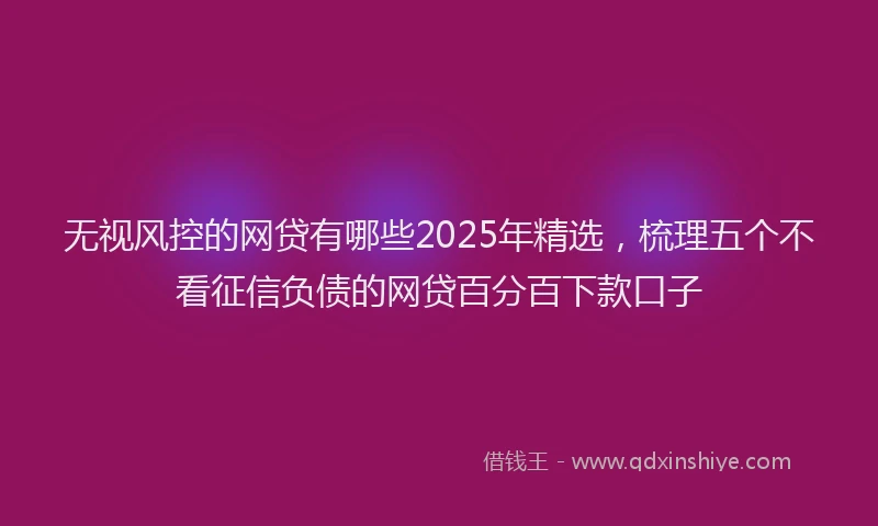 无视风控的网贷有哪些2025年精选，梳理五个不看征信负债的网贷百分百下款口子