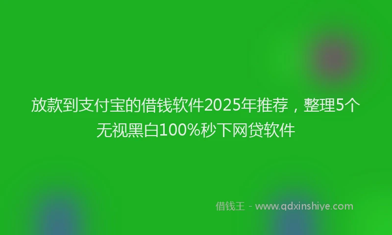 放款到支付宝的借钱软件2025年推荐，整理5个无视黑白100%秒下网贷软件