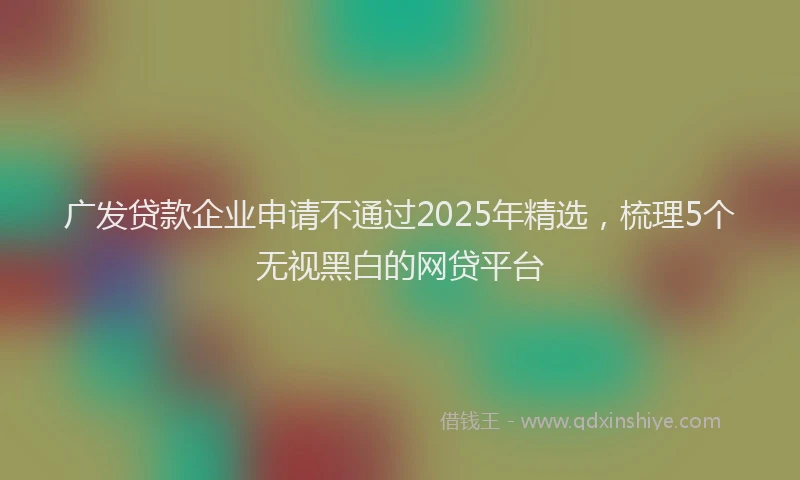 广发贷款企业申请不通过2025年精选，梳理5个无视黑白的网贷平台