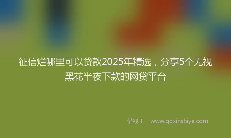 征信烂哪里可以贷款2025年精选，分享5个无视黑花半夜下款的网贷平台
