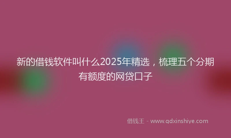 新的借钱软件叫什么2025年精选，梳理五个分期有额度的网贷口子
