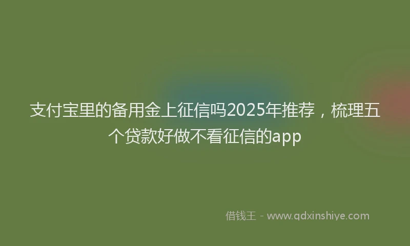 支付宝里的备用金上征信吗2025年推荐，梳理五个贷款好做不看征信的app